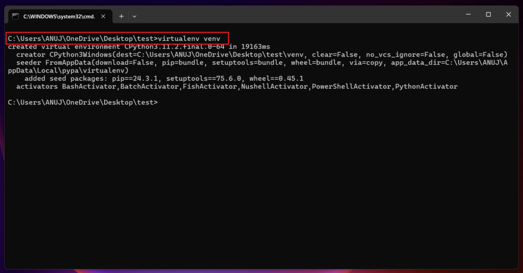 virtualenv venv