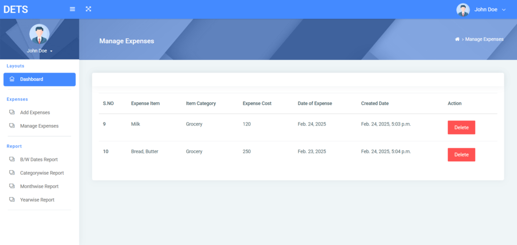 DETS Pro Django Manage Expenses