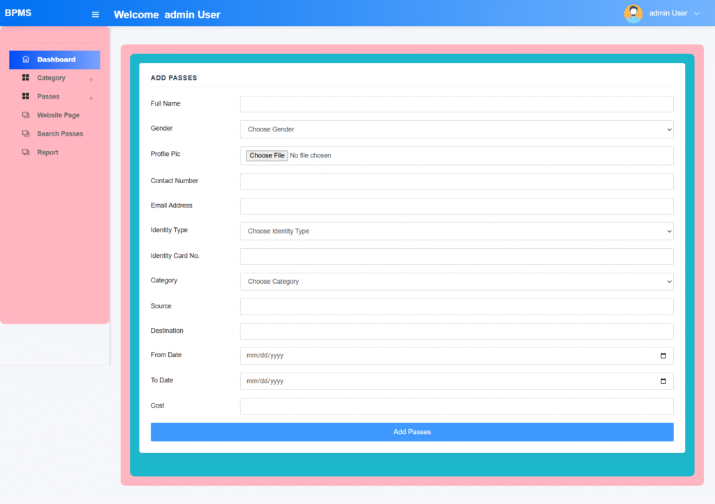 BPMS Django Create Pass