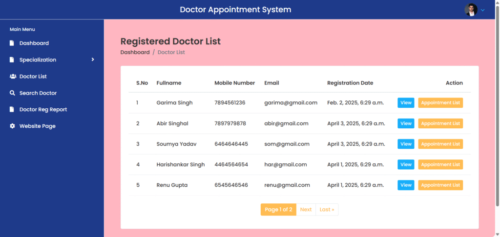 DOCAPPS Django Regd Doctor List