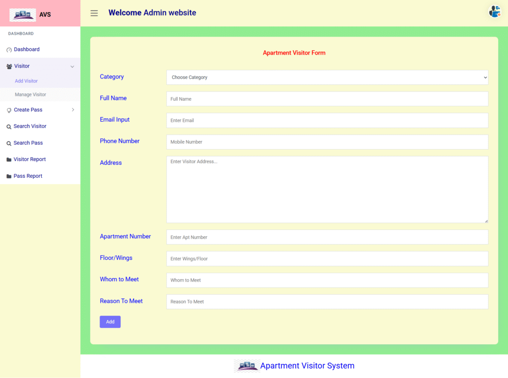 AVS Django Create Visitor