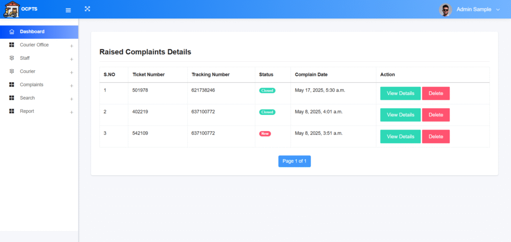 OCPTSY DjangO Manage COmplaint