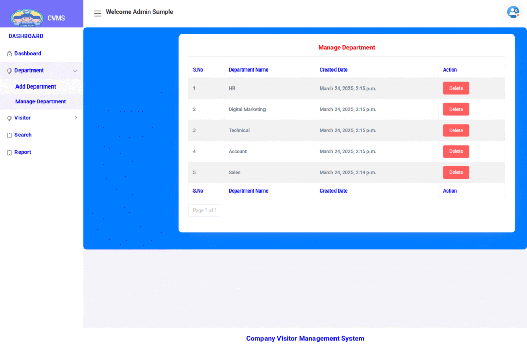 CVSM Django Manage Department