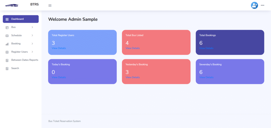 BTRS Django Admin Dashboard