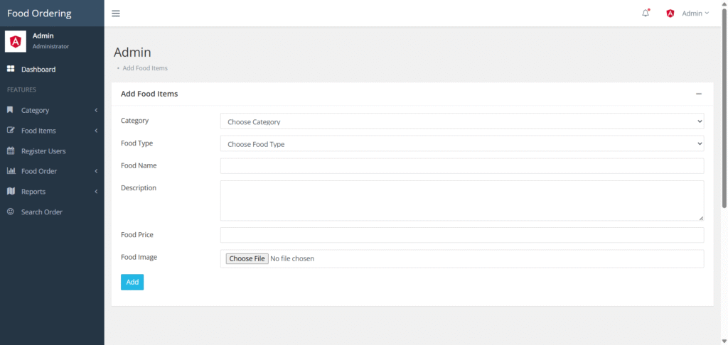 FOS Django Add Food