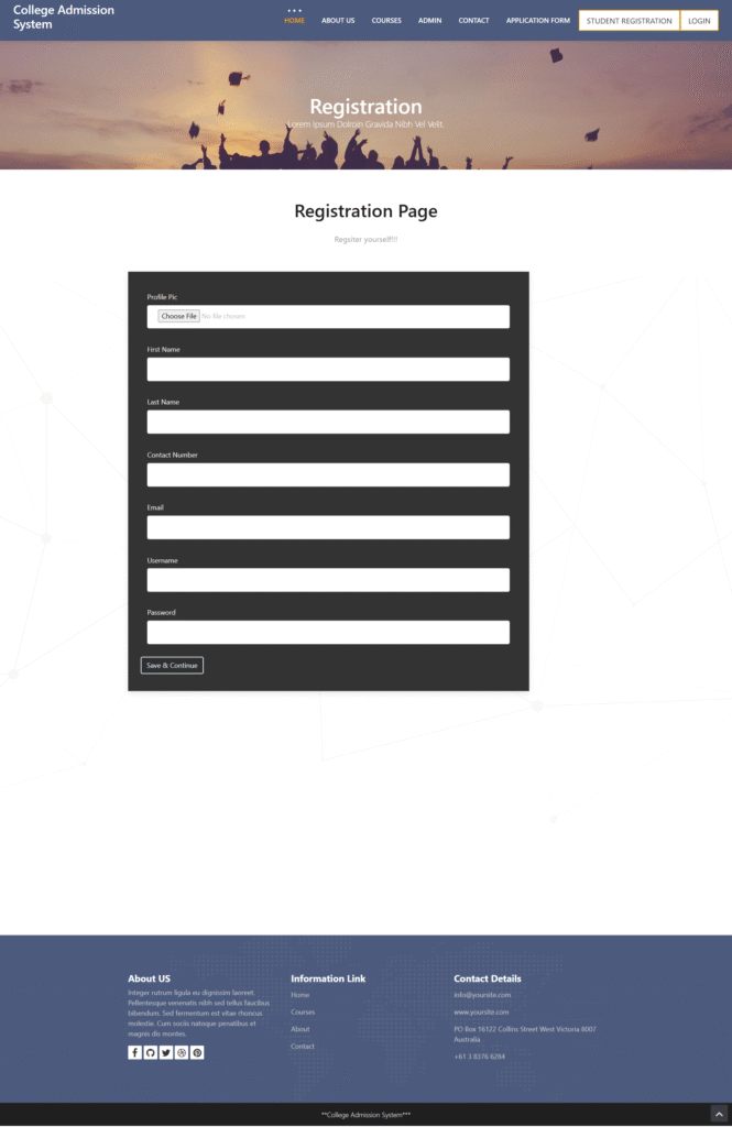 College Admissions System python Django Student Reg